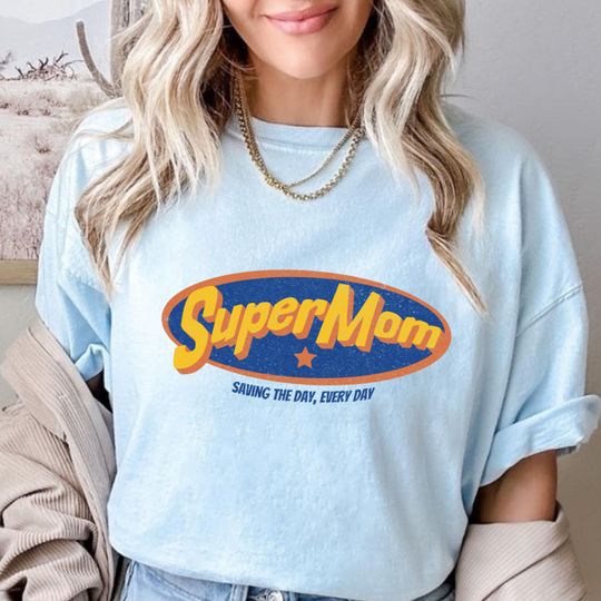 Discover Super Mom Shirt - Retro Superhero Mother's Day Gift Tee