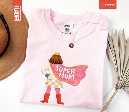 Discover Super Mum Comfort Colors T-Shirt, Mother's Day Shirt, Super Mama Top, Mother Gifts, Best Mom Super Tee