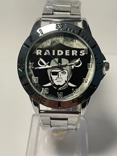 Las Vegas Raiders Football Team Logo Stainless Steel Men's Watch