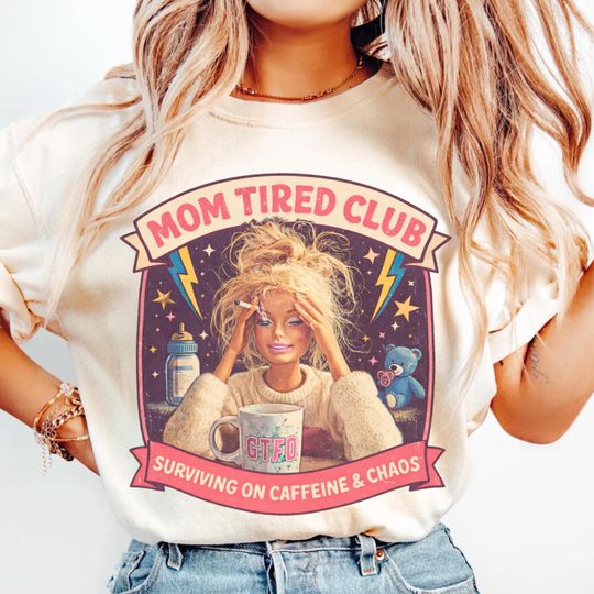 Discover Mom Life Sweater Mom Tired Club  Funny Motherhood Shirt, Coffee Chaos Manager Mom Gift