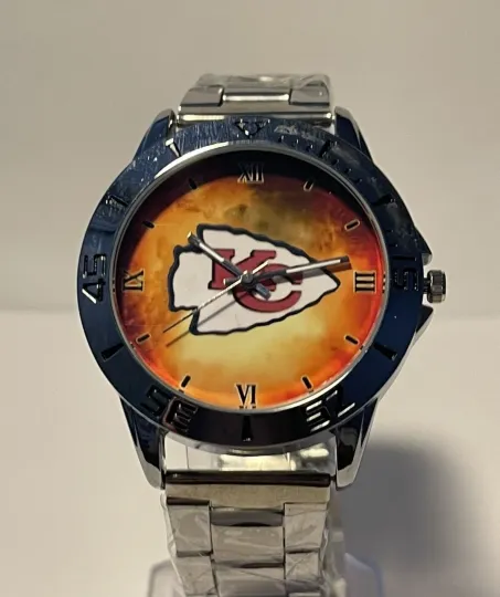 Discover Kansas City Chiefs Football Team Logo Men's Stainless Steel Watch