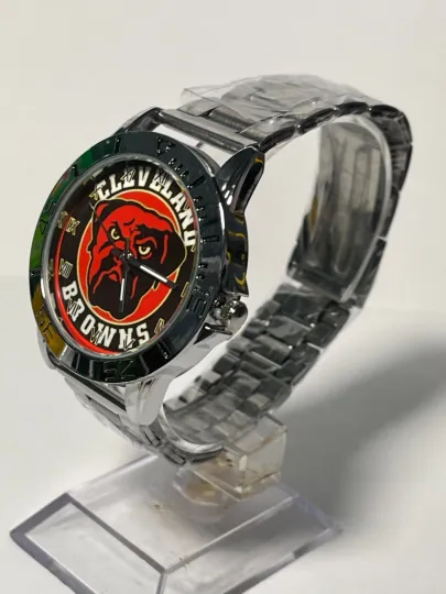 Discover Cleveland Browns Football Team Logo Stainless Steel Men's Watch