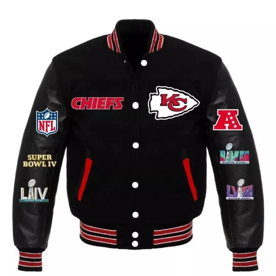 KC Chiefs Super Champion Varsity Jacket Wool With Real Sleeves