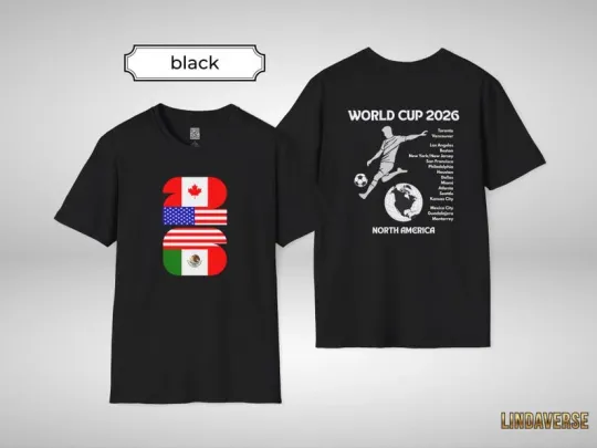 World Cup 2026 Soccer Tee Three Nations USA Canada Mexico Fan Shirt