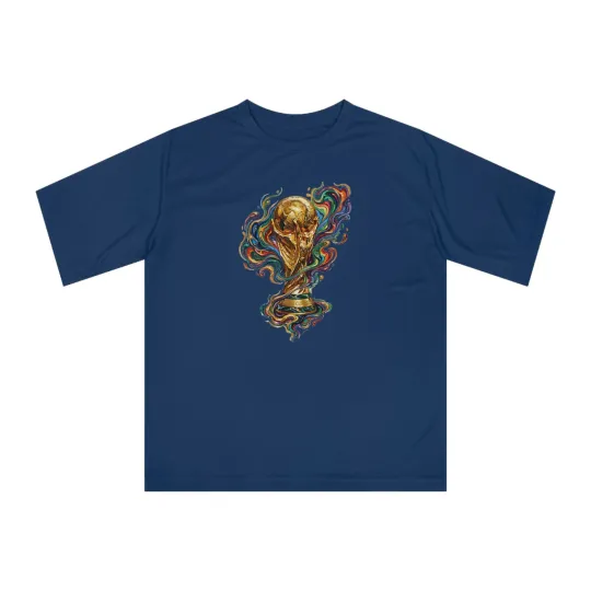 Discover Golden World Cup Trophy T-shirt | Colorful Smoke Soccer Design