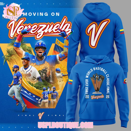Discover Moving On Venezuela First Ever World Baseball Classic Final 2026 Blue Hoodie