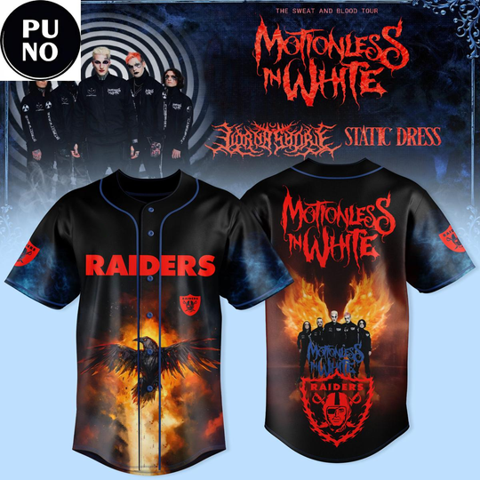 Las Vegas Raiders x Motionless In White Tour 2026 Baseball Jersey