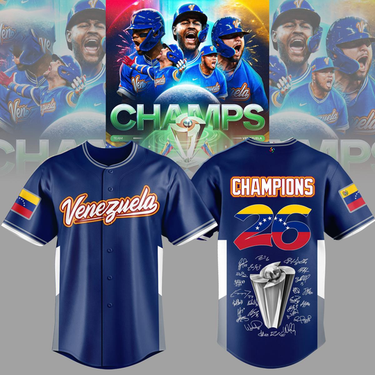 Discover Venezuela Baseball 2026 World Baseball Classic Champions Cup Signature Baseball Jersey