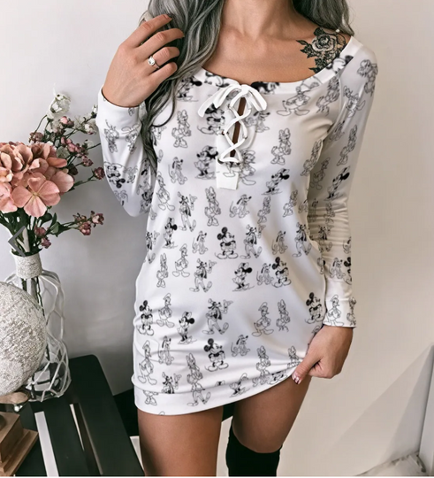 Discover Disney Mickey and Friends Sketch Lace Up Dress For Women
