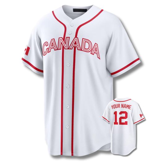 Discover Canada Baseball Fan Jersey, Custom Name & Number Button Front Shirt, Grey Red 3D Style, Personalized Supporter Gift for 2026 Tournament