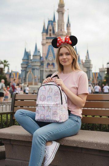 Discover Disney Parks inspired pastel pink frame pattern Backpack | cute illustration print