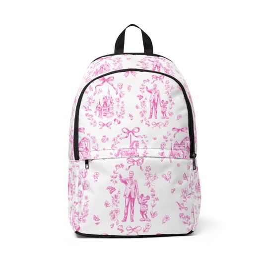 Discover Disney Park Backpack - Pink Whimsy Print, Soft Nylon Bookbag