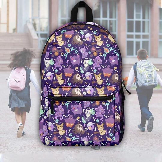 PKM Ghost Backpack, Ghost PKM Inspired Mini Backpack, Gengar Mimikyu Mismagius Backpack, Anime Style Backpack Gift For Anime Fans