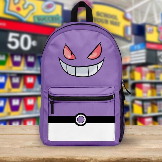 Discover Gengar PKM Backpack, Pkemon School Bag, Gengar Bookbag, Back to School Anime Gift, Cute Anime Backpack For Fans, Birthday Gift