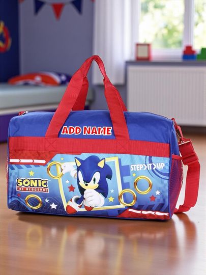 Personalized Duffel Bag for Kids - Travel, Sleepover Overnight Bag Featuring Sonic