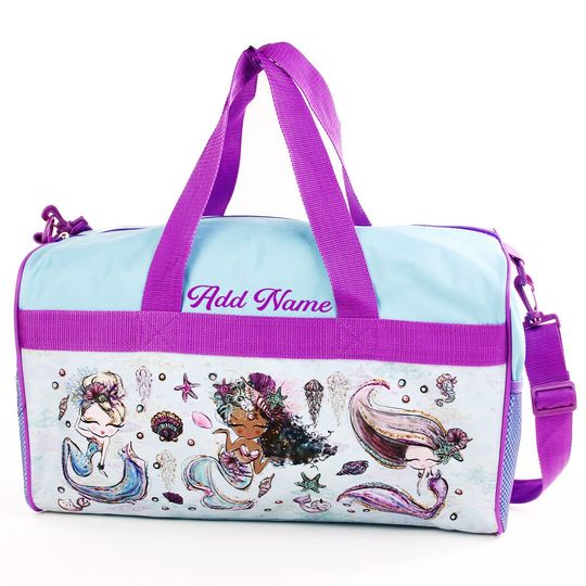 Discover Personalized Duffel Bag for Kids - Travel, Sleepover Overnight Bag - Mermaid's Squad