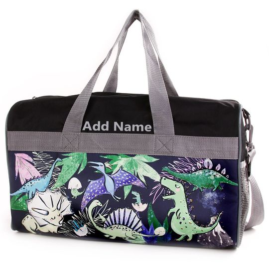Discover Personalized Duffel Bag for Kids - Travel, Sleepover Overnight Bag Featuring Dino