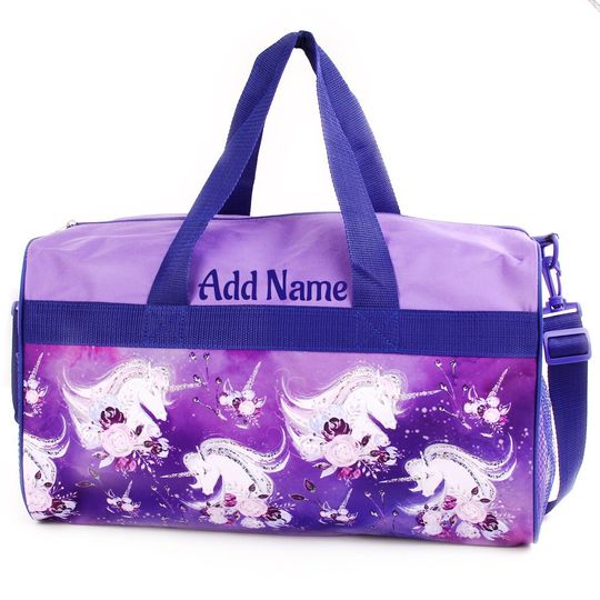Discover Personalized Duffel Bag for Kids - Travel, Sleepover Overnight Bag - Unicorn Floral