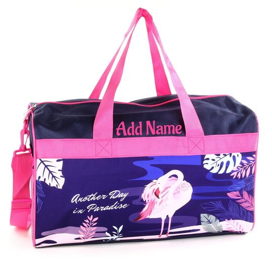 Discover Personalized Duffel Bag for Kids - Travel, Sleepover Overnight Bag Featuring Flamingos