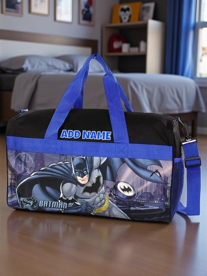 Personalized Duffel Bag for Kids - Travel, Sleepover Overnight Bag Featuring Batman