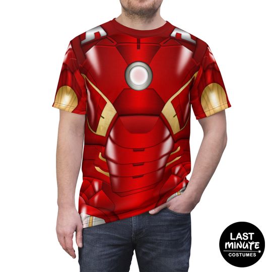 Iron Man VII Armor Shirt, Iron Man Mark 7 Costume, Marvel Inspired Cosplay, Disney Avengers Campus, Running Costume T-Shirt, Halloween Party