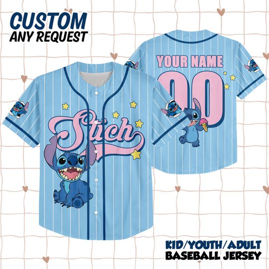 Discover Custom Disney Lilo and Stitch Stitch Baseball, Custom Kid Youth Adult Disney Jersey, Disney Baseball Jersey, Stitch Birthday Gift Stitch Fan