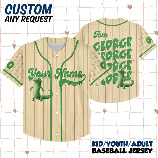 Discover Custom Disney Pixar Movie Hoppers Tom Lizard Simple, Custom Name Tom Lizard Portrait Kid Adult Jersey, Gift For Baseball Fan Disney Matching