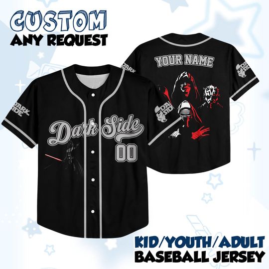 Discover Personalize Disney Star Wars Dark Side Black Striped Jersey, Disney Baseball Jersey Sports, Cute Gifts For Fans Disney, Best Birthday Gift
