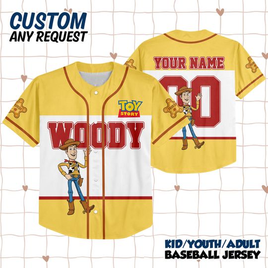 Discover Personalized Woody Toy Story Baseball Jersey, Toy Story Jersey, Disney Jersey, Gift for Disney Fans, Matching Disney Baseball Team Outfit