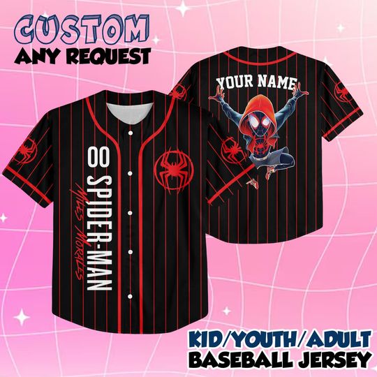 Personalized Spider-Man Miles Morales Black Red Basketball Jersey for Kids and Adults