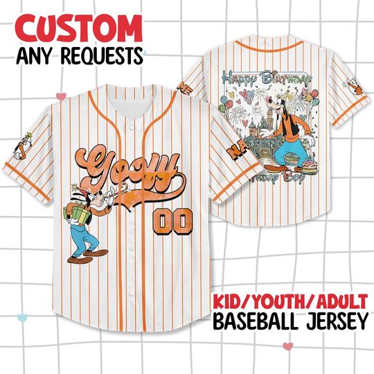 Discover Custom Disney Goofy Birthday Baseball Jersey, Birthday Jersey, Disney Birthday Family Vacation Jersey, Disneyland Birthday