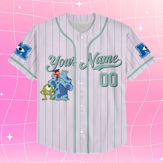 Discover Custom Disney Monster Inc James Sullivan Cyan Simple Baseball, Personalized Baseball Team Jersey, Birthday Gift for Monster Inc Fans Family
