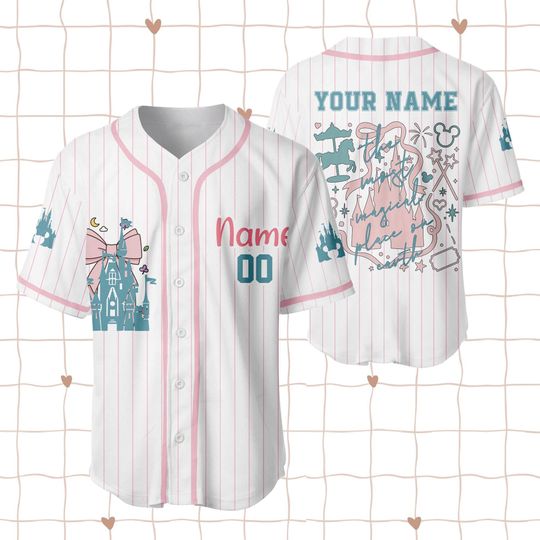 Discover Personalized Watercolor Disney Castle Baseball Jersey Team Disneyland, Personalized Collection Jersey, Disney Jersey, Gift for Kids