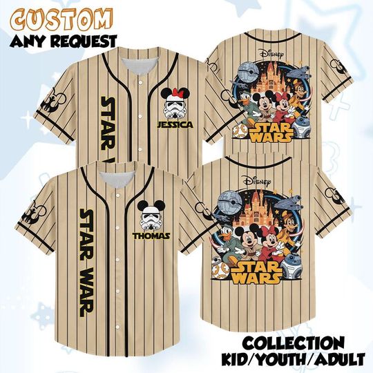 Discover Custom Disney Mickey And Friends Star Wars Baseball Jersey, Disney Star Wars Jersey, Disney Mickey Stormtrooper Tee, Family Trip Jersey