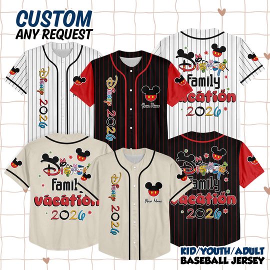 Discover Disney Family Vacation 2026 Baseball Jersey, Personalized Name Jersey, Matching Family Disney Shirt