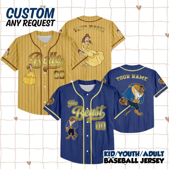 Discover Custom Princess Belle And Beast Couple Valentine Matching Oufit,Custom Disneyland Jersey