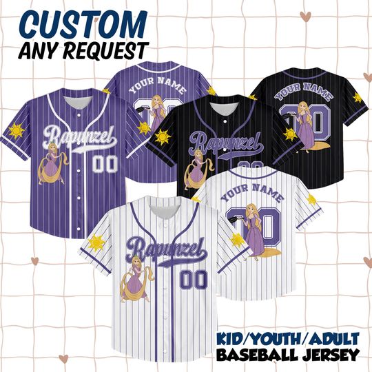 Discover Custom Rapunzel Collection Baseball Jersey, Disney Princess Rapunzel Jersey