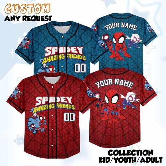Discover Personalized Spidey And His Amazing Friends Baseball Jersey, Custom Spidey Baseball Jersey