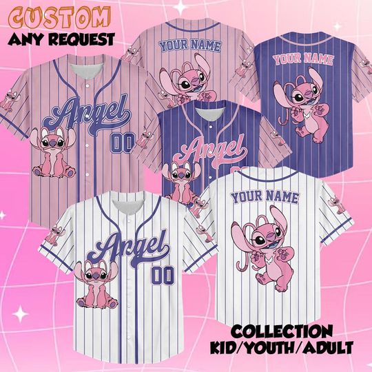 Discover Custom Stitch Angel Baseball Jersey, Disneyland Baseball Shirt, Magic Kingdom Shirt, Personalized Disney Stitch Angel Jersey