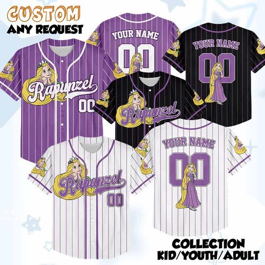 Discover Custom Disney Princess Rapunzel Baseball Jersey, Disney Tangled Baseball Jersey