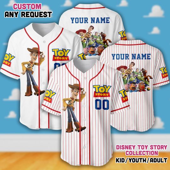 Discover Custom Disney Toy Story Baseball Jersey Shirt | Personalized Toy Story Team Outfit