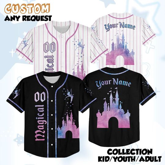 Discover Personalize Disney Happiest Place On Earth Baseball Jersey, Custom Mickey Ears Disney Jersey