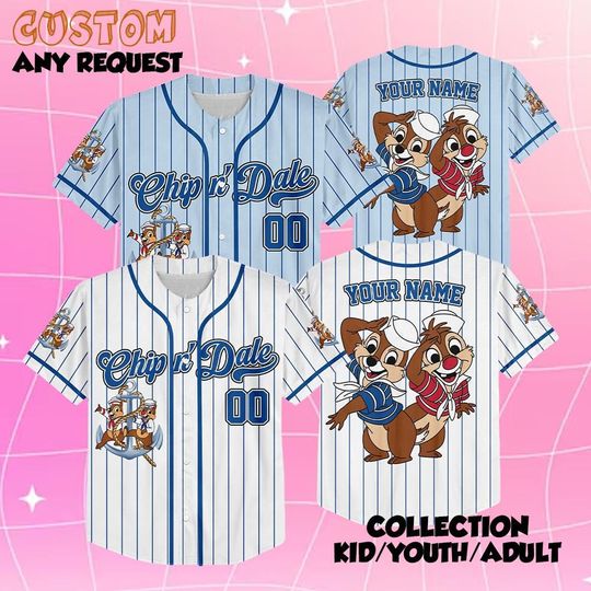 Discover Custom Chip and Dale Cruise Sailor Baseball Jersey, Disney Chip and Dale Jersey Shirt