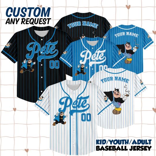 Discover Personalized Pete Baseball Jersey, Custom Disney A Goofy Shirt, Matching Disney Trip Jersey