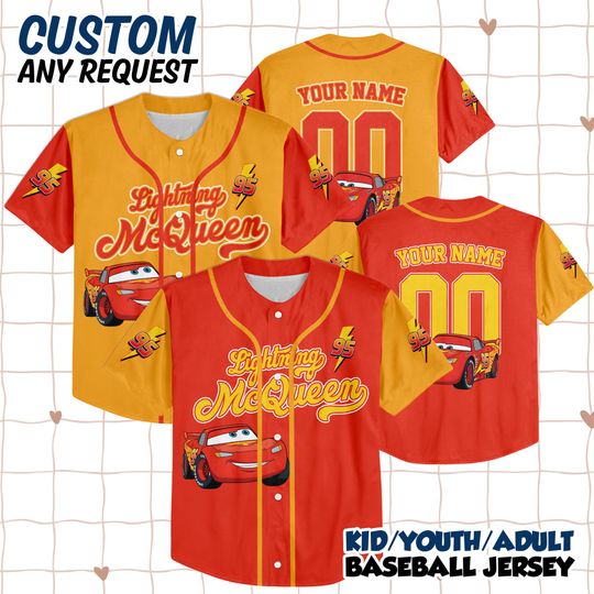 Discover Custom Disney Cars Lightning McQueen Baseball, Personalized Disney Baseball Team Outfit