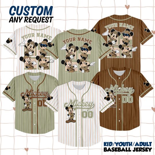 Discover Custom Disney Mickey Mouse Safari Baseball Jersey, Custom Disney Animal Kingdom Mickey&Friends Jersey
