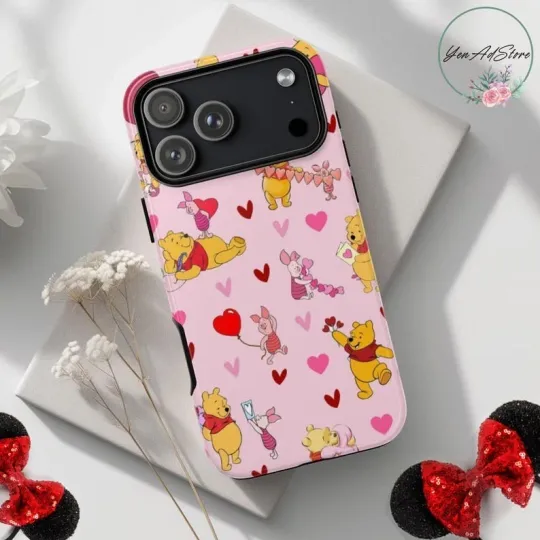 Discover Winnie The Pooh Phone Case, Vintage Disney Pooh Valentine Case for iPhone