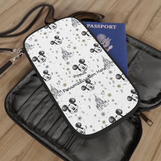 Personalized Disney Passport Wallet, Travel Zipper Pouch