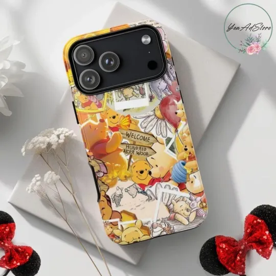 Discover Winnie The Pooh Phone Case, Vintage Disney Pooh Valentine Case for iPhone