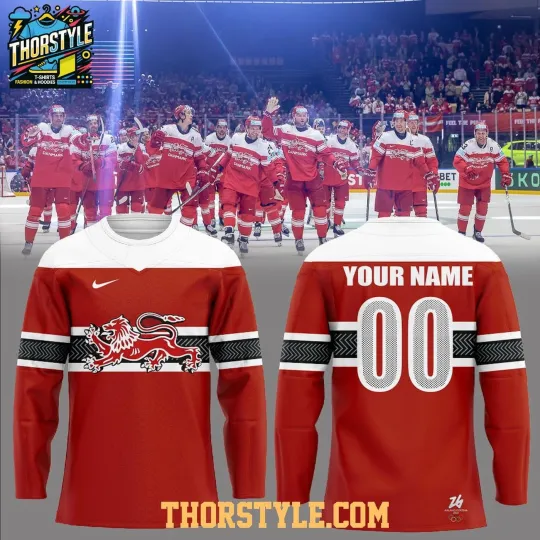 Discover Personalize Denmark Team 2026 Olympic RLion Heart Hockey Shirt Men's Fan Gear